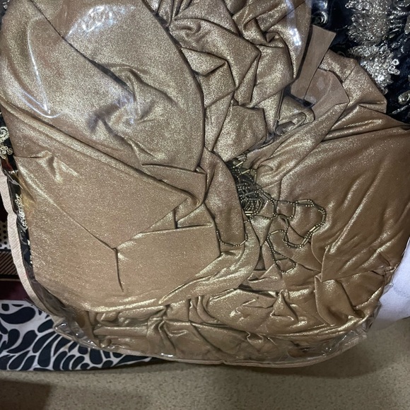 Stylish ready to wear designer saree with peplum black blouse and golden saree - Picture 3 of 9